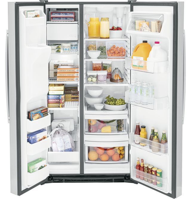 GE® 36 in. 25.3 Cu. Ft. Fingerprint Resistant Stainless Steel Side by Side Refrigerator-3