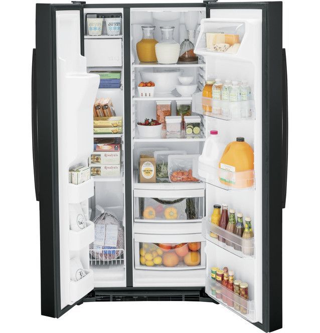 GE® 33 in. 23.0 Cu. Ft. Black Side-by-Side Refrigerator-2